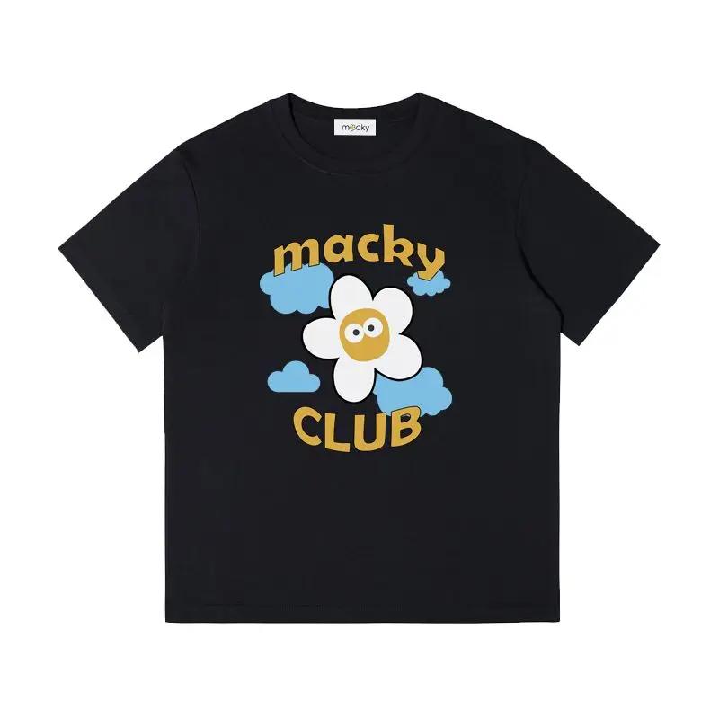 Korean High-quality MACKY Golf 24 Women's Letter-printed Flower Short-sleeved T-shirt Printed Crew-neck Top Graphic T Shirts