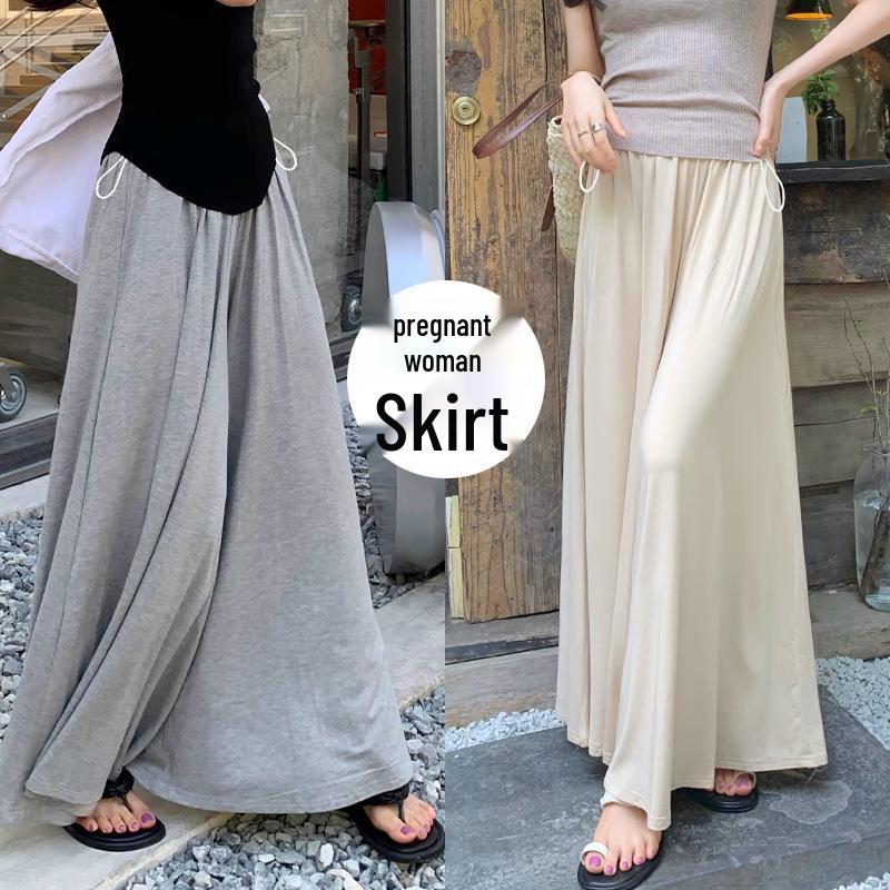 

2026 Summer Women s High Waist Maternity A-Line Long Skirt with Casual Wide-Leg Design 4XL