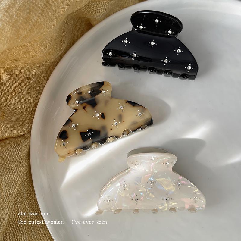 Autumn/Winter Starry Sky Rhinestone Acetate Hair Clip - Medium Size Claw for Elegant Half-Up or Bun Styles