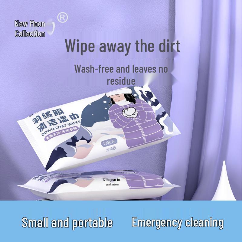 12-Pack Portable Degreasing Water-Free Cleaning Wipes for Clothing, Jackets, and Shoes