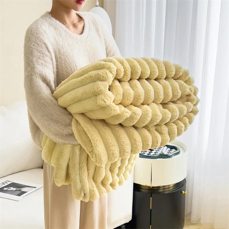 Winter Thicken Wide Striped Stitch Quilt Multifunctional Blanket Can Be Used As Bed Sheet Cover Quilt Nap Blanket Pet Blanket