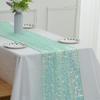Mermaid Glitter Sequin Table Runner, Sparkly Tulle Tablecloth for Wedding Birthday Party Decoration