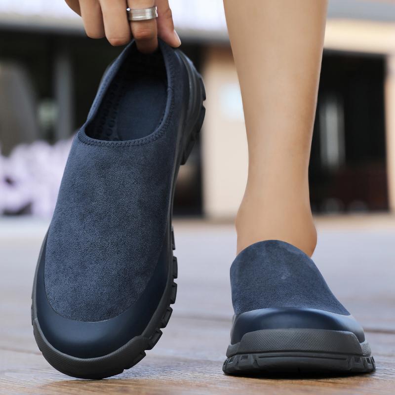 Men Casual Shoes Slip On Shoes Lightweight Loafers Men Sandals Breathable Half Slippers Leather Shoes Mules Zapatos Hombre