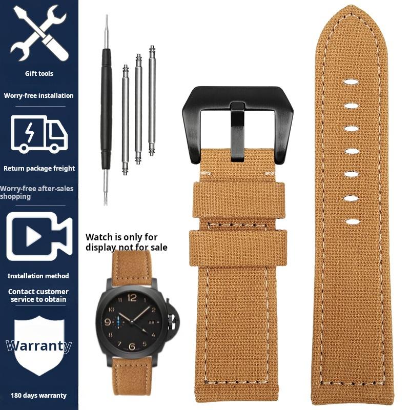 Voor Panerai PAM111 441 137 386 heren Horlogeband Nylon Canvas nylon Koeienhuid Horlogeband 20 22 24mm Roestvrijstalen Gesp Accessoires
