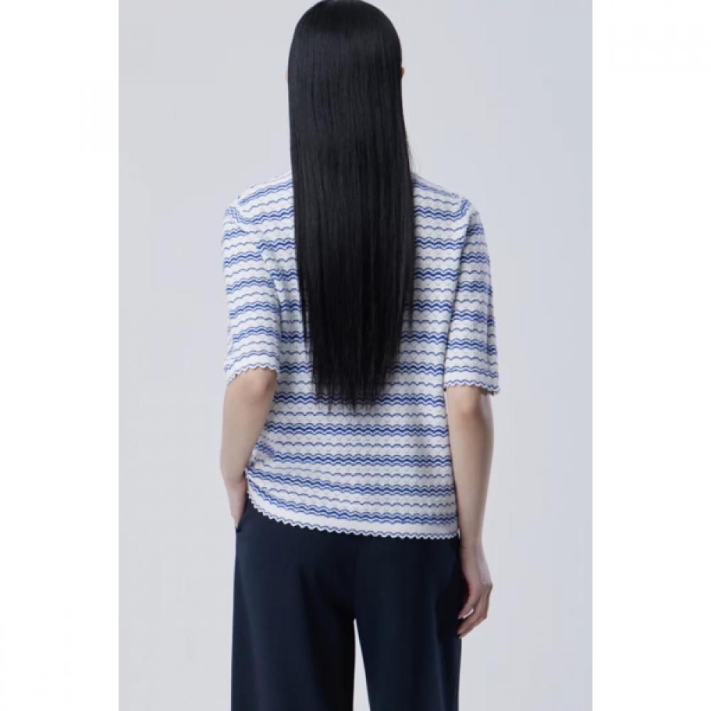 Benetton Women Scallop Line Short Sleeve Knit Bakp62631