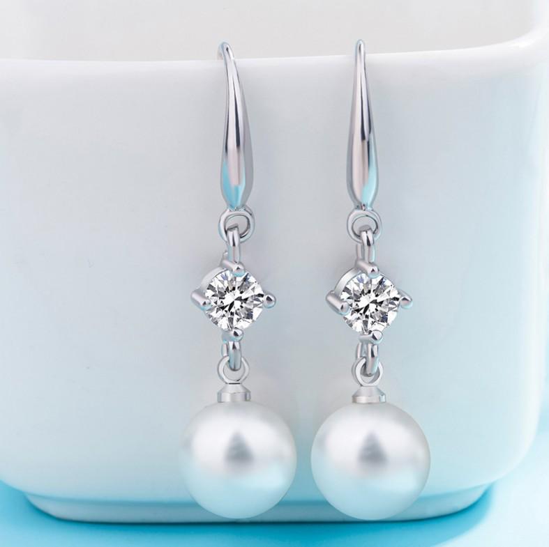 Korean Style Zirconia & Pearl Earrings Studs