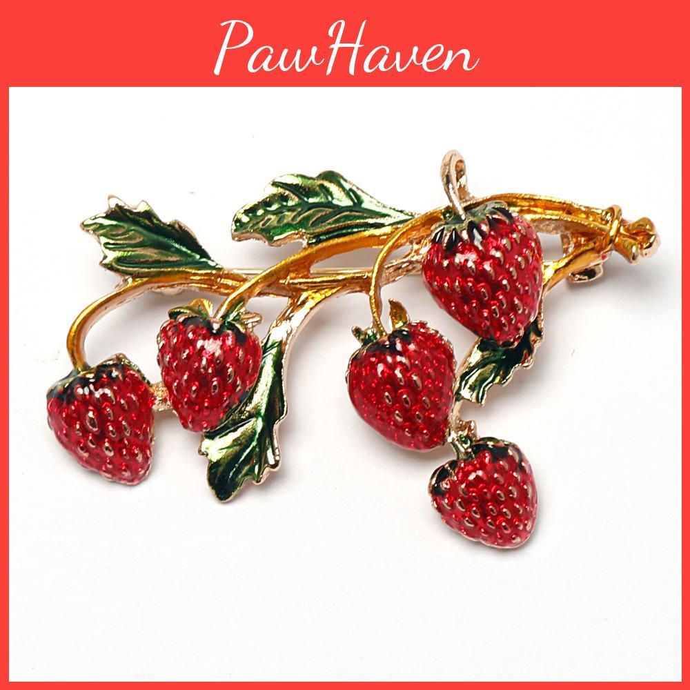 Creative Strawberry Brooch With Rhinestone Embellishments For Fashion Accessories