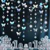 52.5 Ft Iridescent Butterfly Garland Butterfly Flower Circle dot Hanging Paper Banner Streamer for Birthday Baby Shower Wedding Party Decorations