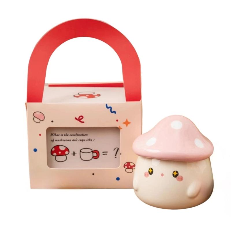 Mushroom Shaped Ceramic Mug Lid Unique Designs Drinking Cup For Women Gift Heat Resistant Home Drinkware