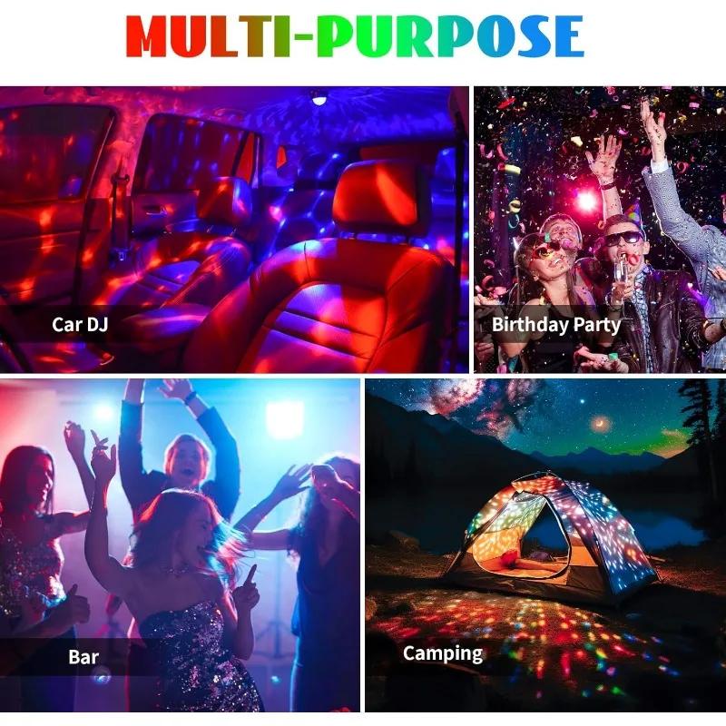 Mini Car Disco Ball Rechargeable Battery Mini Disco Ball for Car Music Sound Activated Multicolor Car Disco Lights Inside