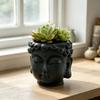 Buddha Head Flower Pot Buddha Head Sculpture Decoration Meditation Buddha Statue Planter for Home Desk Corner