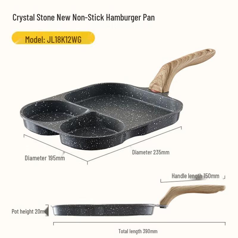 Aishida Non-Stick 3-Hole Breakfast Frying Pan