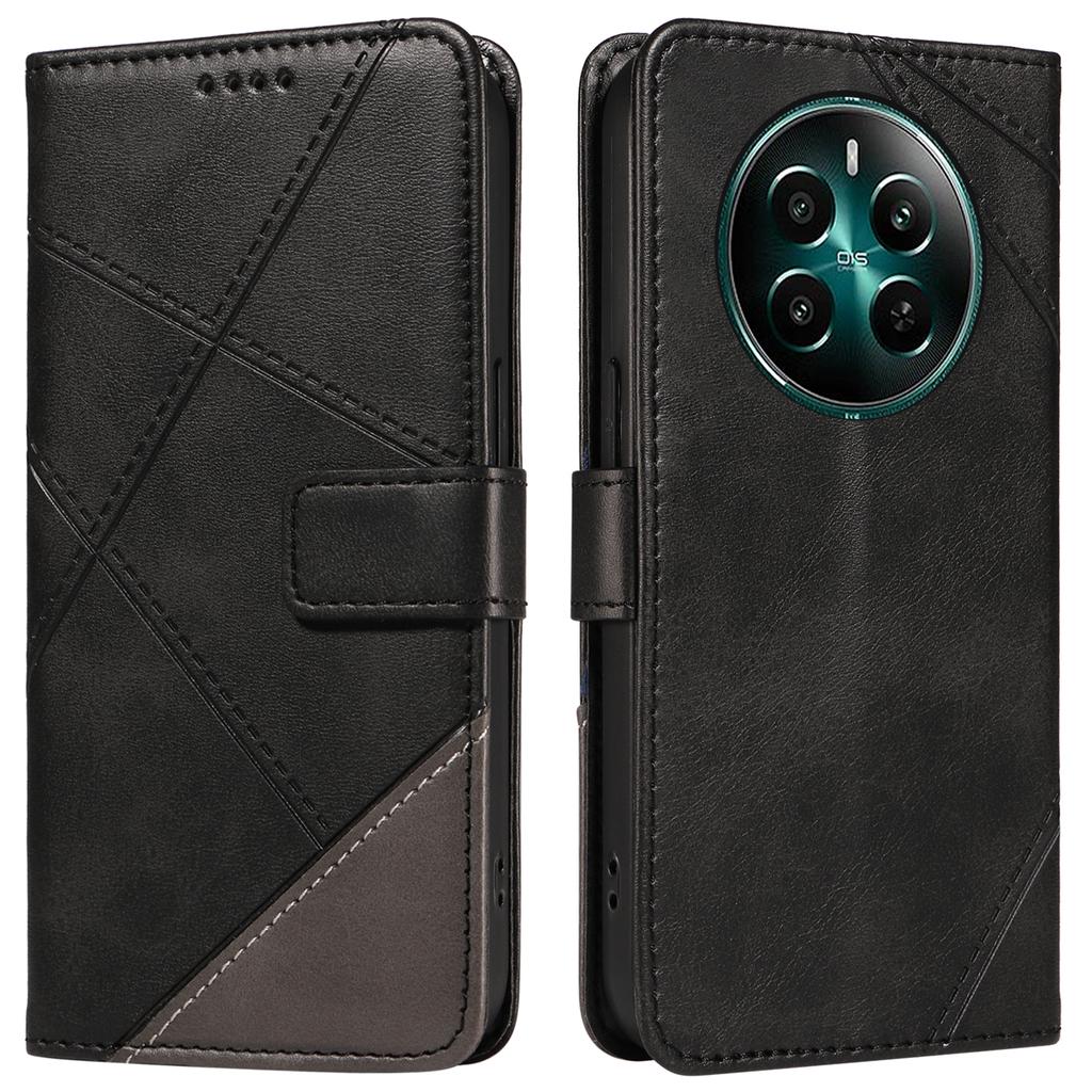 For Realme Narzo 70 5G/Narzo 70 Pro 5G/P1 5G/12 4G/12+ 5G Case Leather Geometric Line Wallet Phone Cover with Wrist Strap