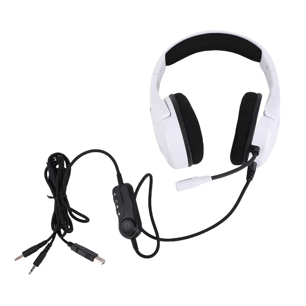 3.5mm Gaming Headset with Directional Microphone, Over Ear Game Headset with RGB Lighting, Volume Control for Smartphone, Laptop, Desktop PC, Gami