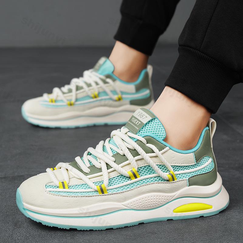 

Mesh Sports Casual Shoes Men s Spring 2026 New Fashi Trend Breathable Comfortable Shoes Thick Sole Color Block Chunky sneakers 39 синий