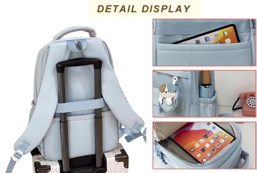 Blue Refrain Lightweight Waterproof Large Capacity Backpack with Perfect for High School and Elementary School Students Women's Pouch, Girls,