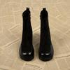Thick-soled Boots Thick Heel Martin Boots Women's Autumn and Winter New Small Height-increasing Splicing Short Boots Elastic Thin Boots
