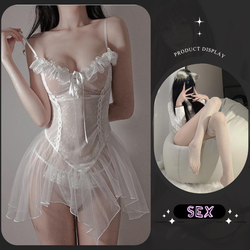 Seductive See-Through Lingerie Set: Flirty and Tempting Nightgown for Passionate Evenings
