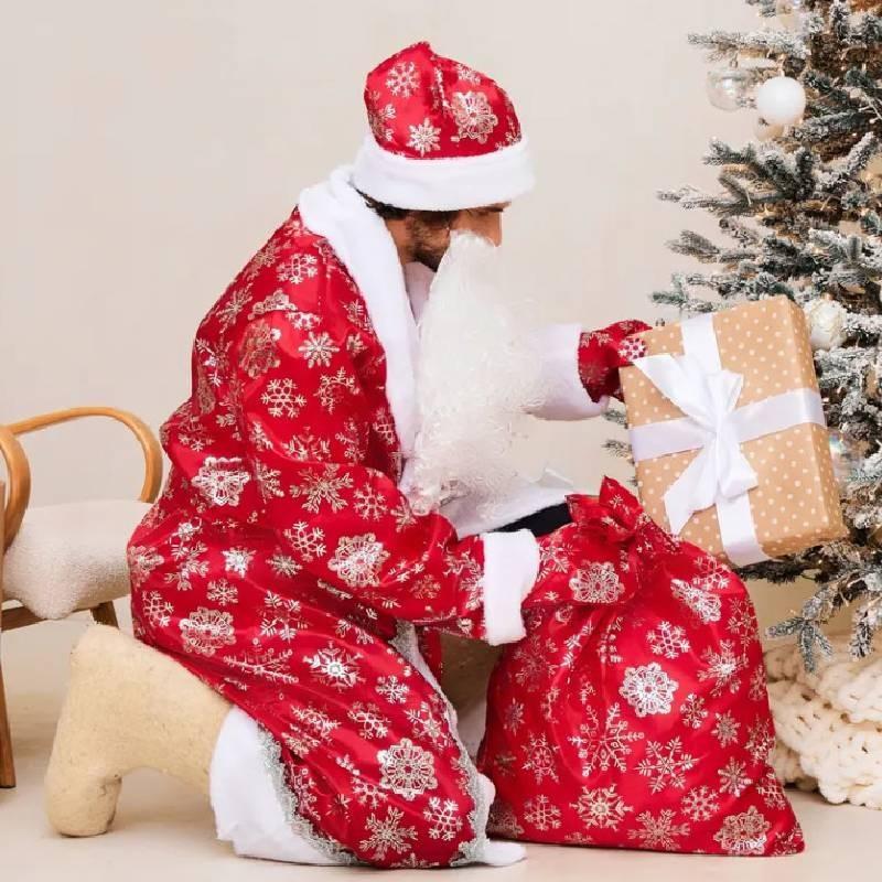 Costume Santa Christmas Set With Hat Beard And Gloves Bag For Festive Events