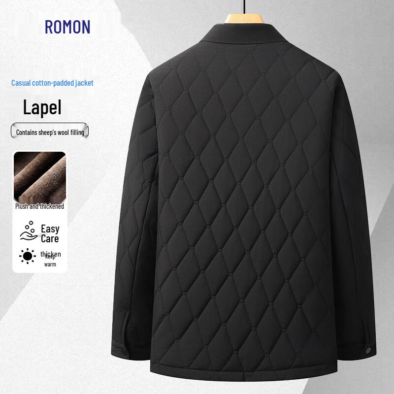 Romon Men's Diamond Quilted Wool Blend Winter Jacket