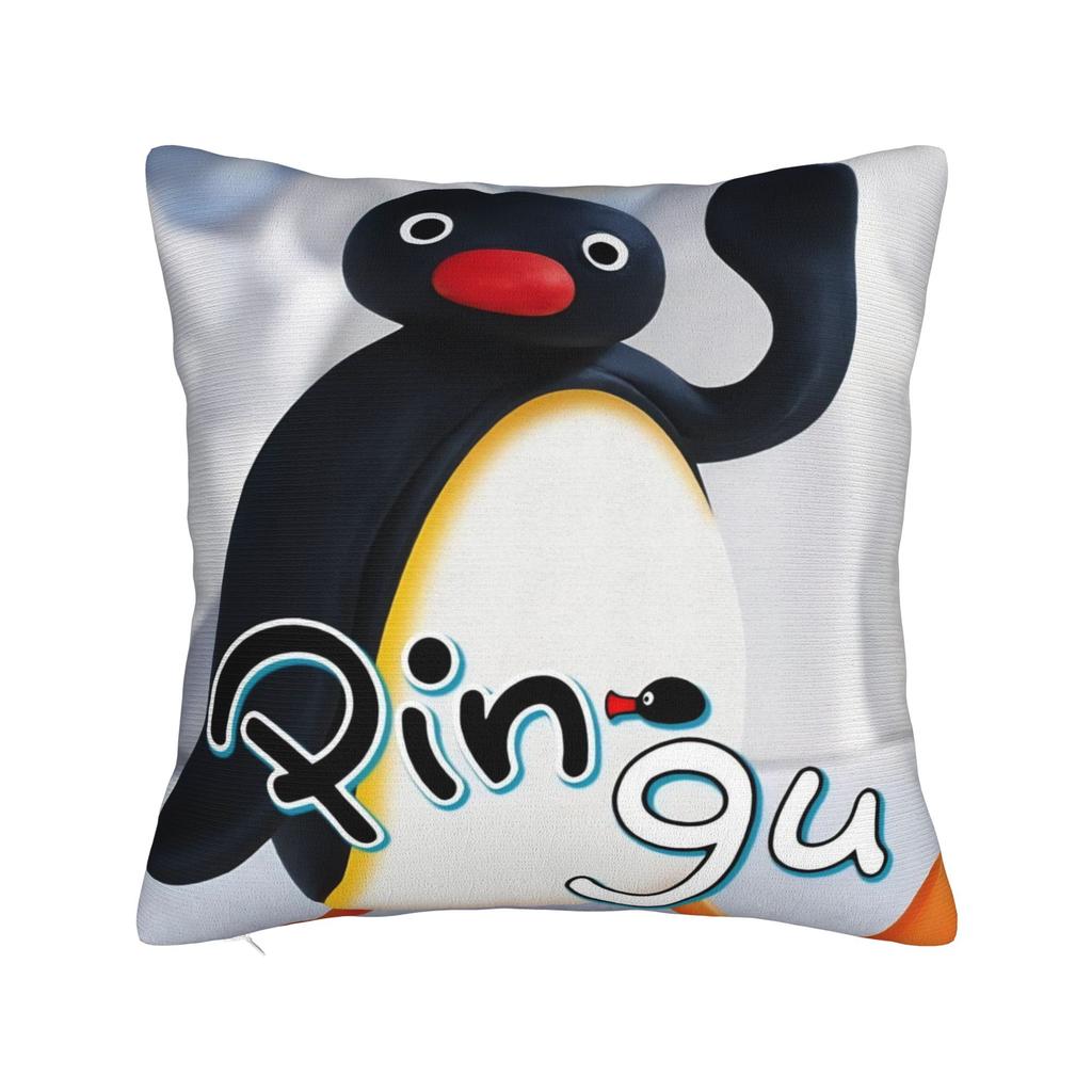 Noot Noot Poszewki na kwadratową poduszkę Pingu Pinga Pokrowiec na poduszkę z pingwinem Dekoracyjna poszewka na poduszkę do domu 18"x18"