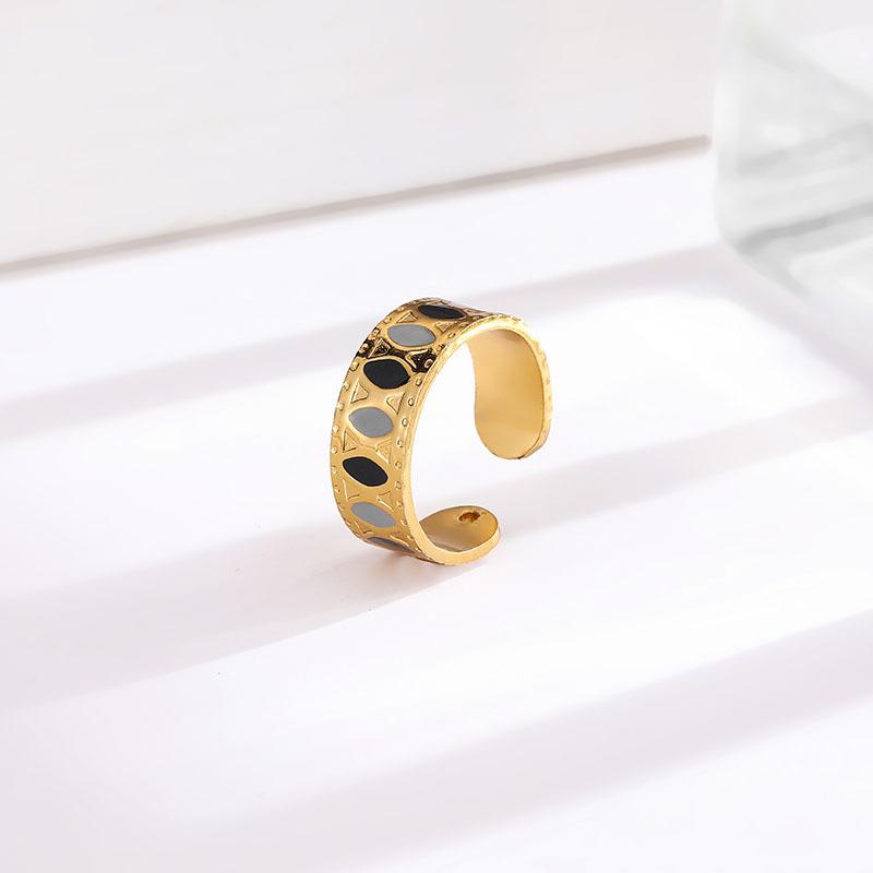 European and American Retro Color Opening Adjustable Titanium Steel Ring Women's Light Luxury Index Finger Trendy Ring
