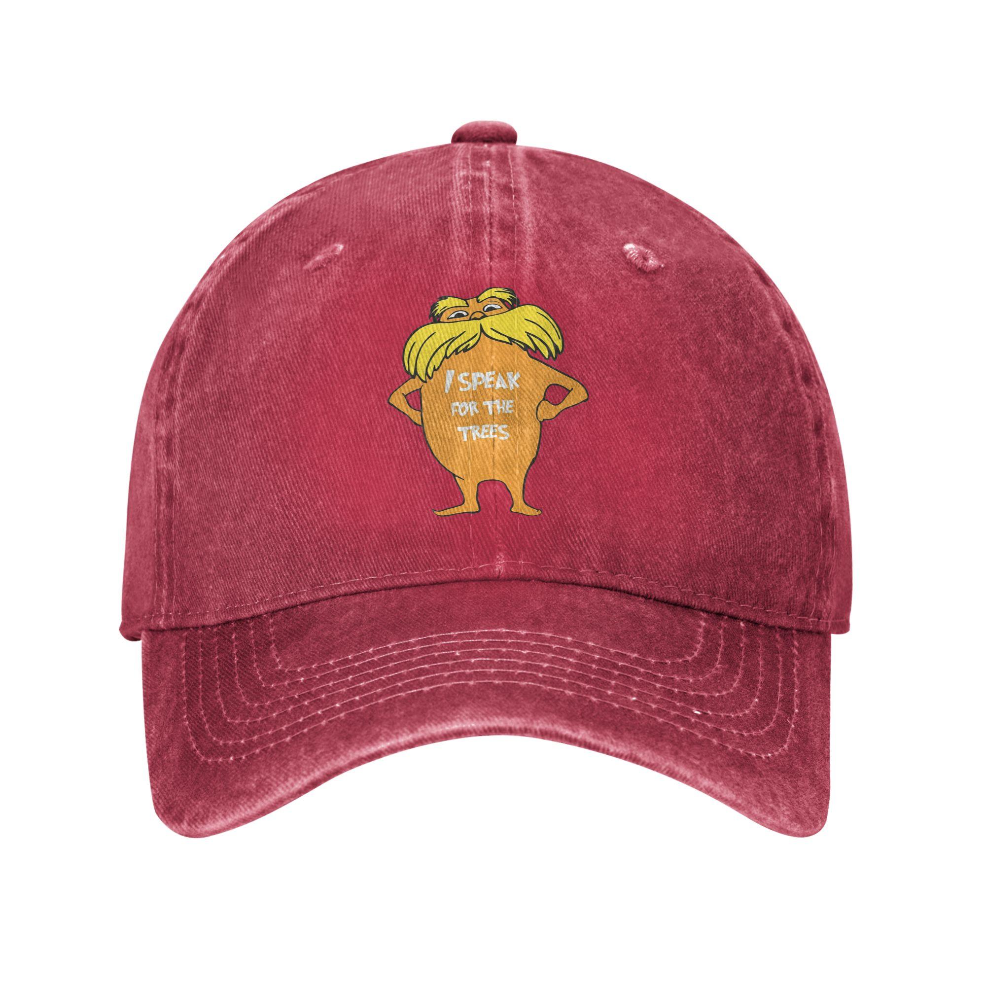 

Lorax I speak for the trees so cute Washed Denim Cap Casual Baseball Caps Adjustable Hat Summer Unisex Baseball Hats One Size