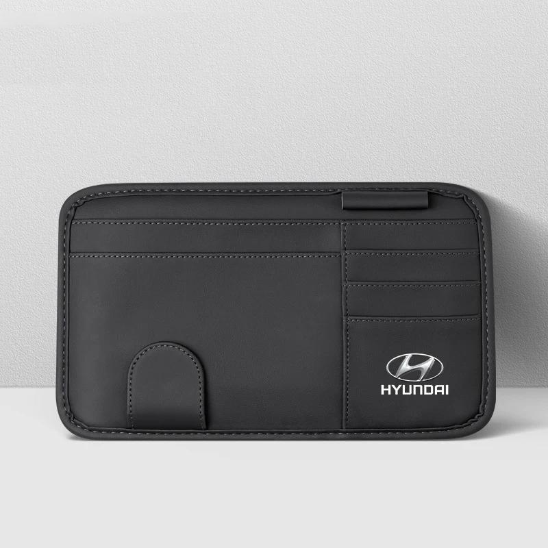 PU Car Sun Visor Storage Bag Inner Glasses Clip for Hyundai I20 I10 Sonata I40 Santafe IX35 I30 Solaris Tucson Accent Kona Venue MM8