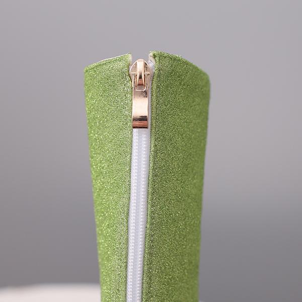 Green Black Women Mid Calf Boots High Heel Small Big Size 32 50