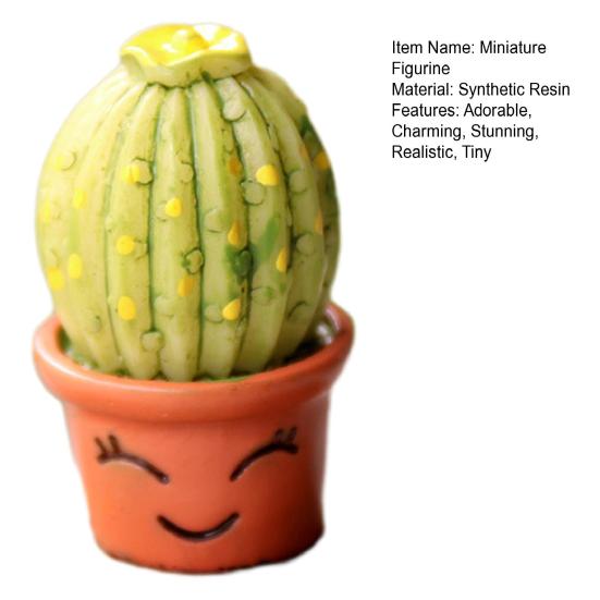 Mini Resin Cactus Plants Miniature Artificial Greenery Potted Cactus Figurine for Cake Topper DIY Micro Landscape Home Fairy Garden Plant