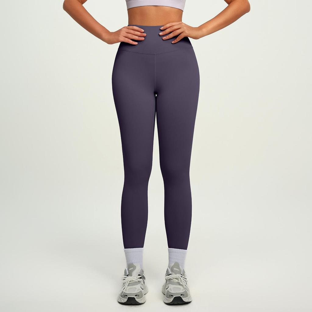 MT20 Women's High Waist Butt-Lifting Purple Yoga Pants - Peach Basic Sportswear