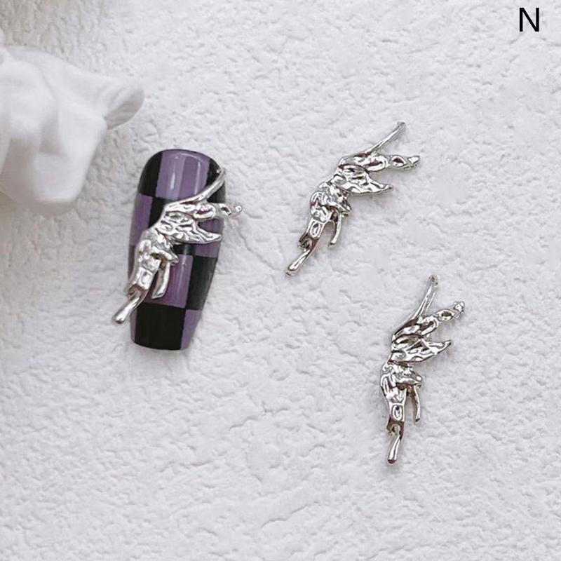 10Pcs/Bag Butterfly Shaped Nail  Nail Charm Silver Alloy Nail Pearl Jewelry Accessories Nail Supplies