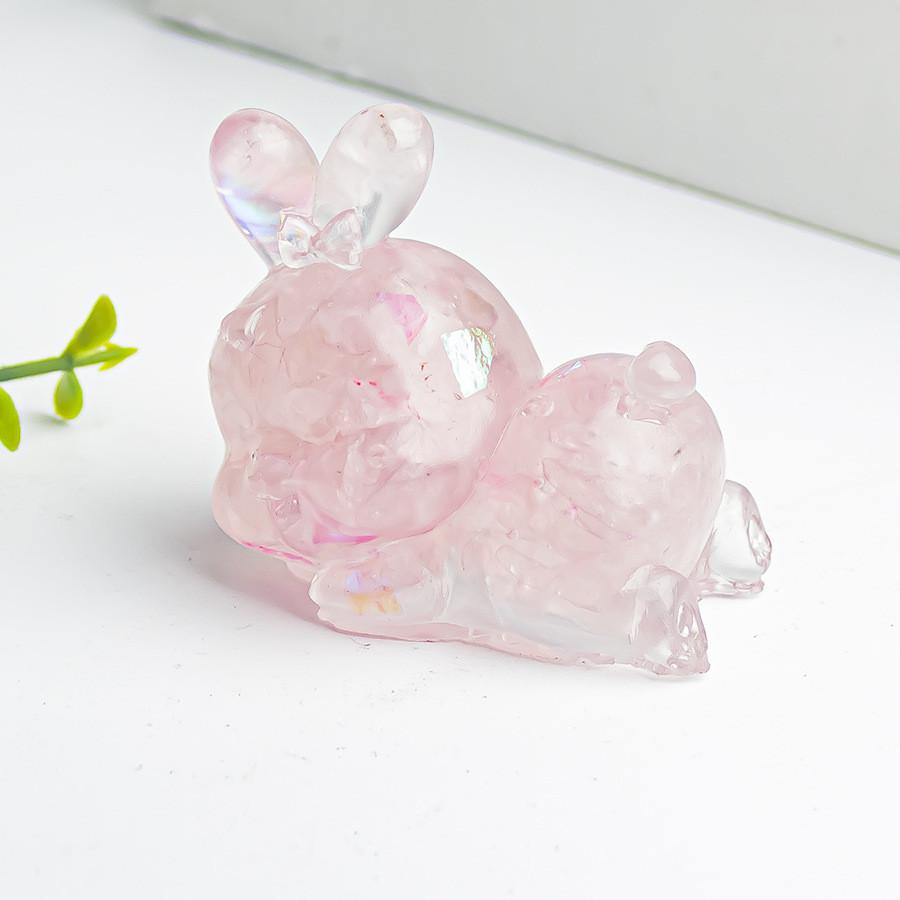 Crystal Rabbit Figurine Gift For Home Office Decor With Natural Gemstone Material