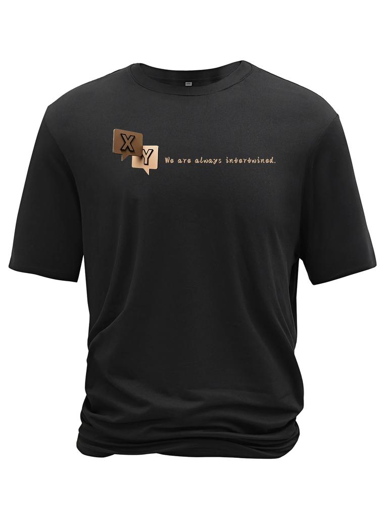 Summer creative geometric pattern Harajuku printed short-sleeved men's 100% cotton T-shirt outdoor casual top