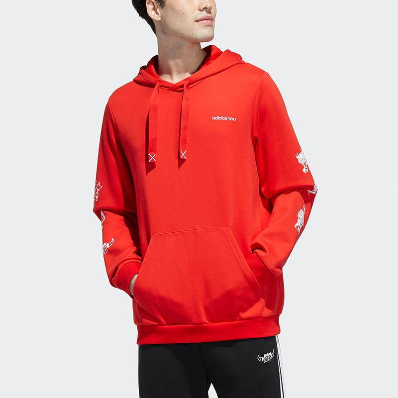 Adidas Neo Sweatshirts Men's Red Hooded Moderate Regular GL8084