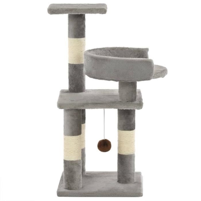 VidaXL Arbre à chat avec griffoirs en sisal 65 cm Gris