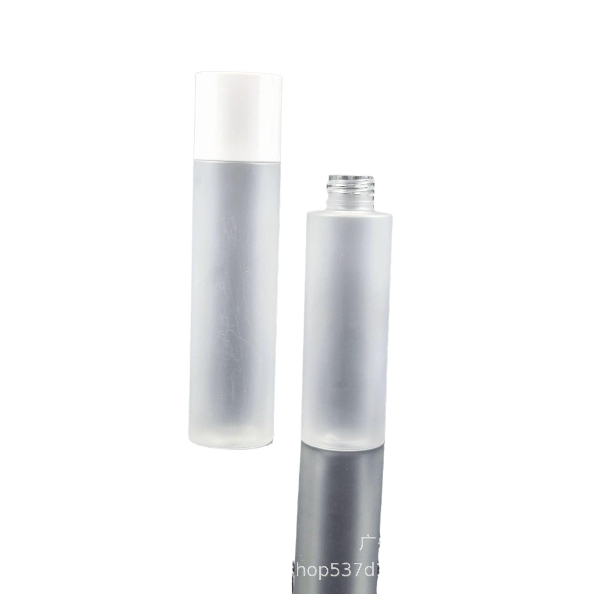 In Stock: Frosted Cylindrical Toner/Lotion Bottle with Screw Cap and Inner Plug, 100ml-180ml Capacity. 100ml; 16g; PET