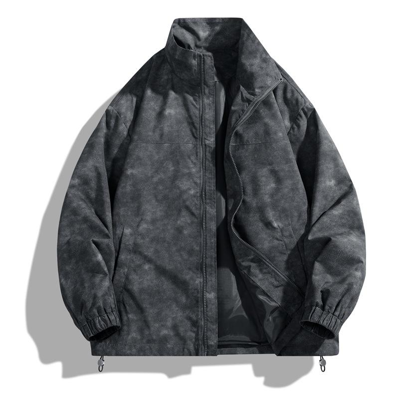 American Retro Leather Pattern Loose Casual Stand-up Collar Hip-hop Outdoor Sports Windproof Pilot Couple