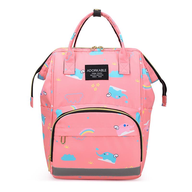Mommy bag, double shoulder handbag, large-capacity multi-functional mommy bag, printed mother and baby bag, new mother bag.