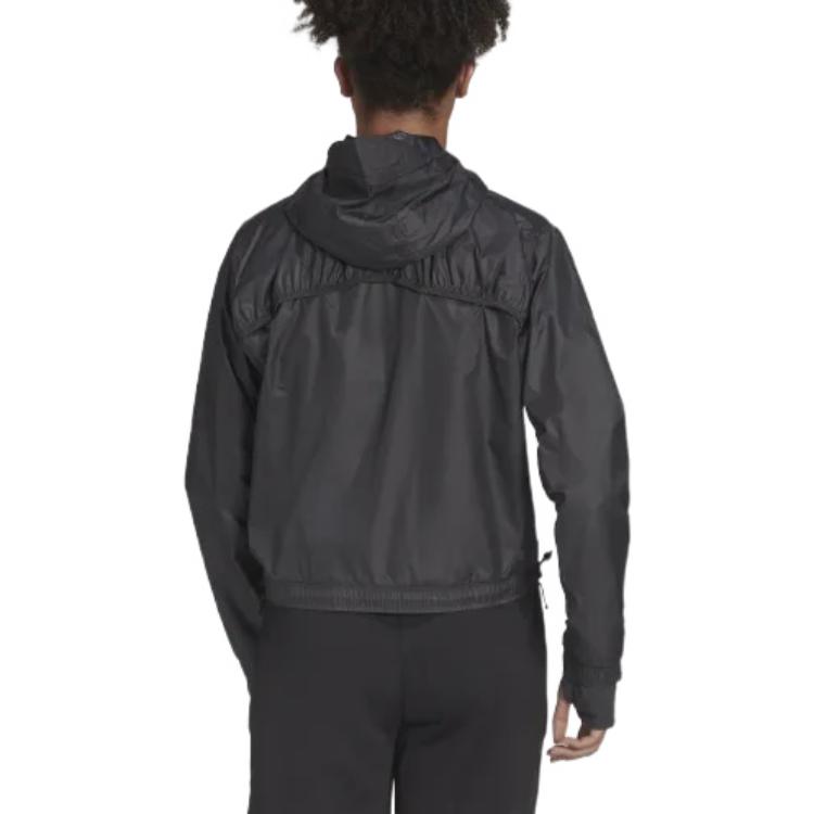 Adidas Solid Color Logo Zip-Up Hoodie Women jackets Black H59070