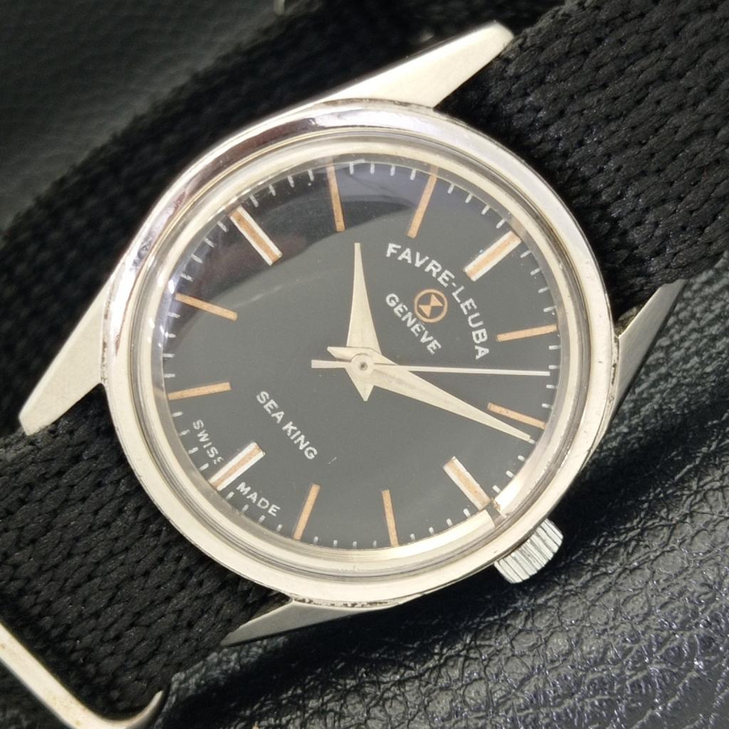 

FAVRE LEUBA GENEVE HAND-WINDING VINTAGE SWISS MENS BLACK DIAL WATCH a436248-2 R128-a436248