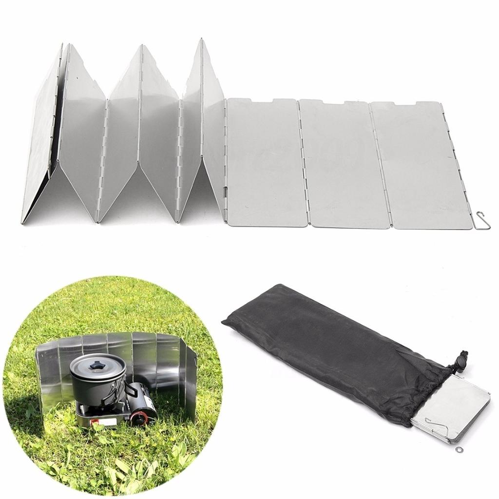 Outdoor 10 Platten Aluminium faltbar Camping Picknick Kochen Windschutz