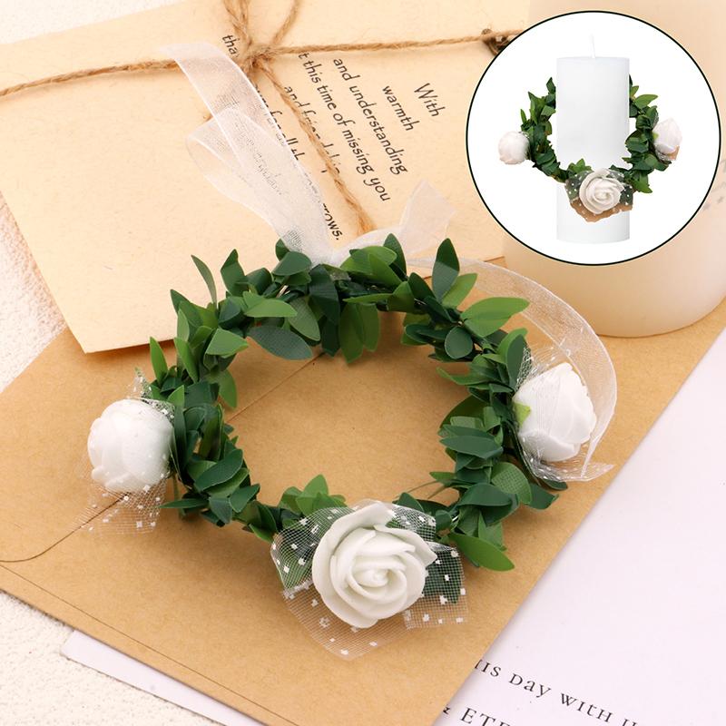 10 Pcs Drip Protection Communion Candle,Candle Rings Small Artificial Wreaths Drop Catcher For Candles