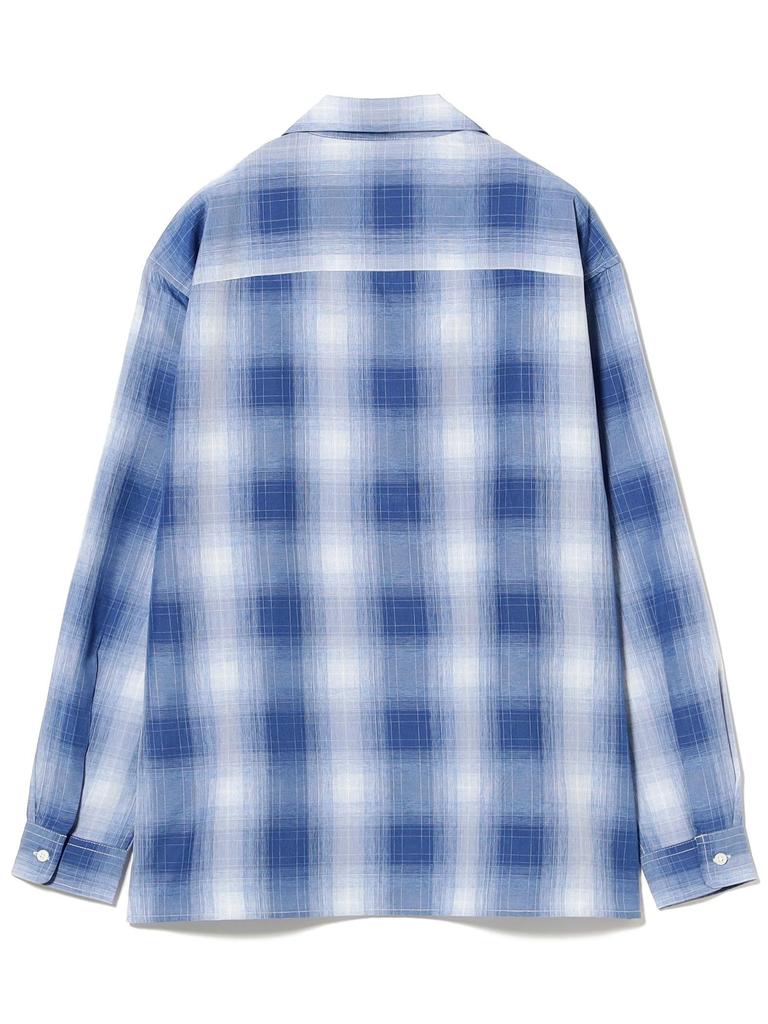 B:MING LIFE STORE by BEAMS Men's Large/Small Polyester Check Open Collar Shirt, Blue, Size M