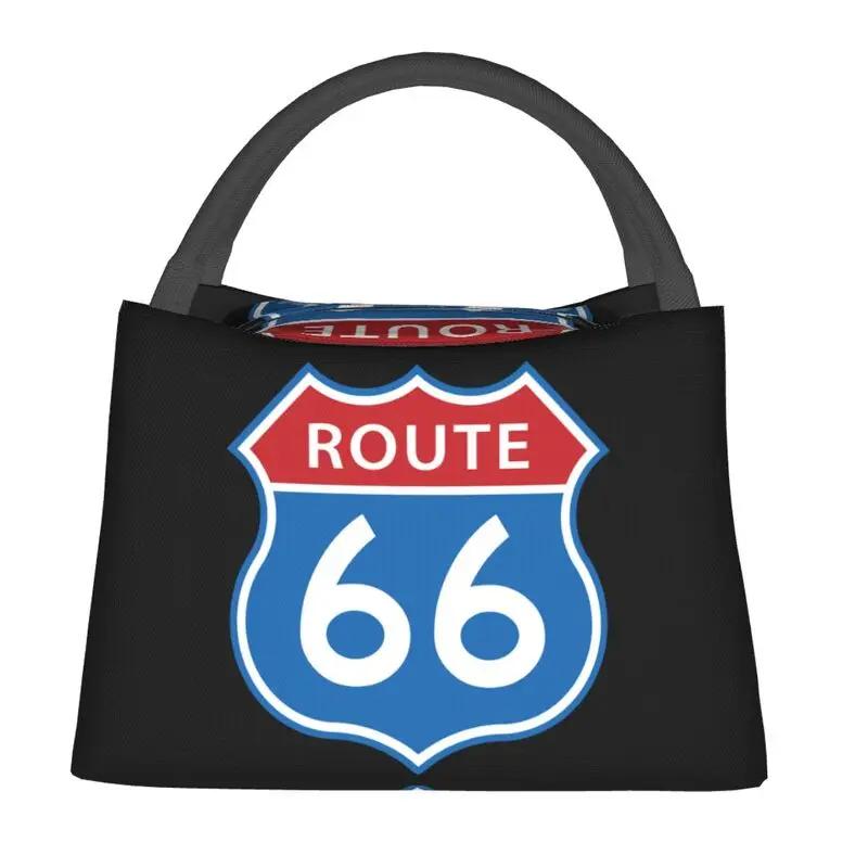 Custom Vintage Route 66 Lunch Bag Women Cooler Thermal Insulated Lunch Box for Work Pinic or Travel