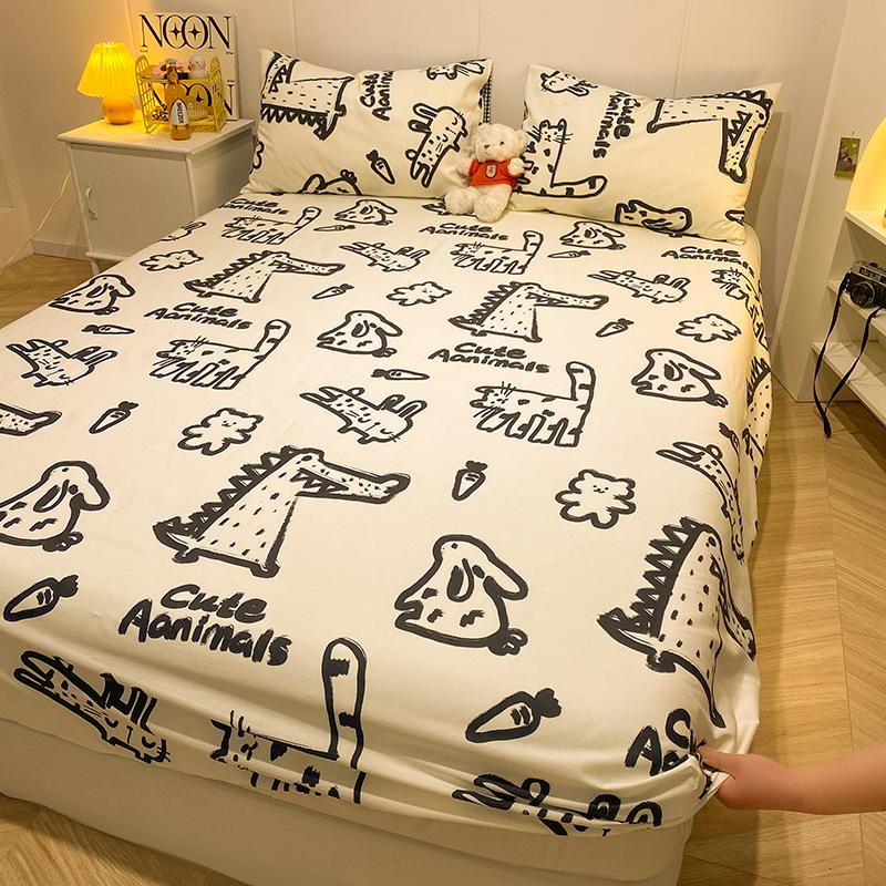 Bonenjoy 1pc Reine Baumwolle Spannbettlaken Mit Elastischen Cartoon Auto Druck Bettbezug Einzel Queen Size Unterlaken(Kein Kissenbezug)