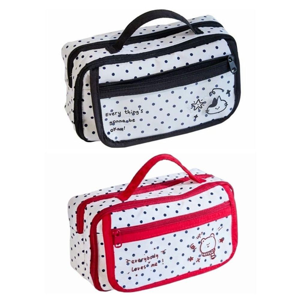 Y2k Polka Dot Pencil Case Desktop Storage Stationery Storage Bag Pencil Pouch Kids