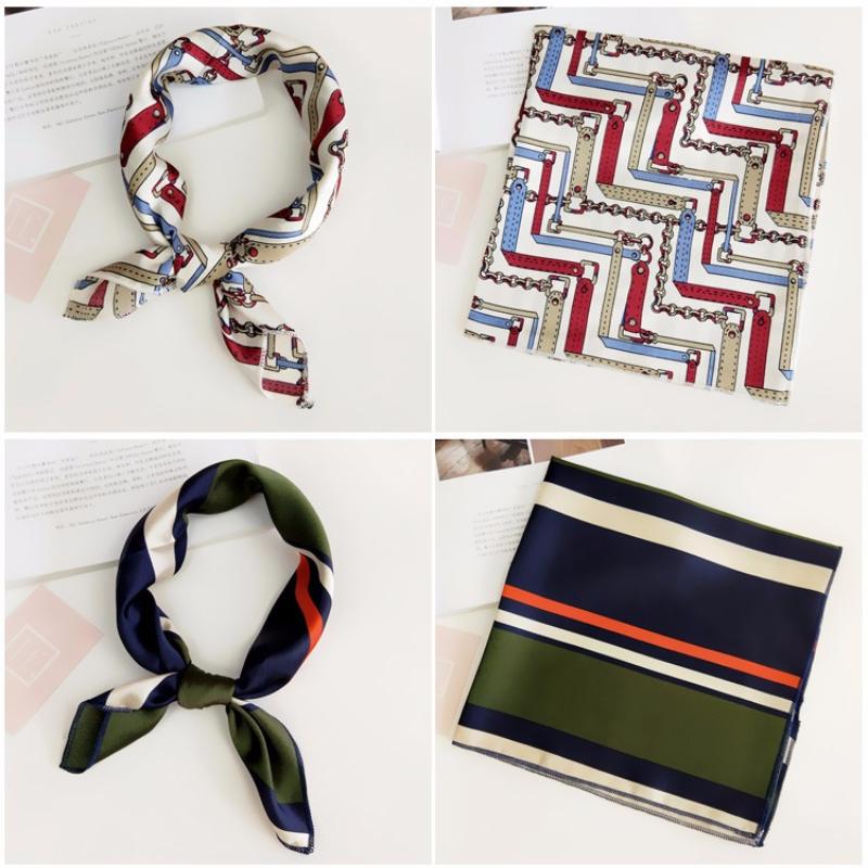 Luxury Square Scarf For Women Silk Feeling Shawl Satin Hijab Fashion Wraps Hair Bands Ribbon Headband Bag Accessories Headscarf