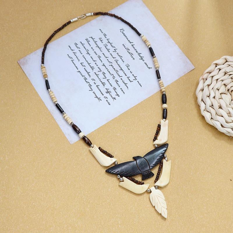 Retro Indian style yak bone handmade short necklace men and women original personality Tibetan performance jewelry