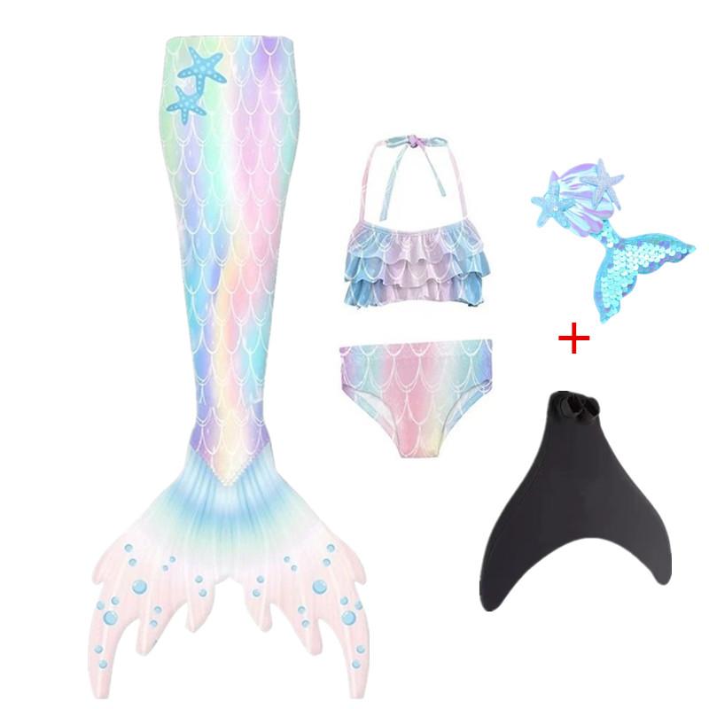 Girls Swimming Mermaid Tail Mermaid Costume Dress Cosplay Children Christmas Birthday Gift Fantasy Swimsuit Can Add Monofin Fin